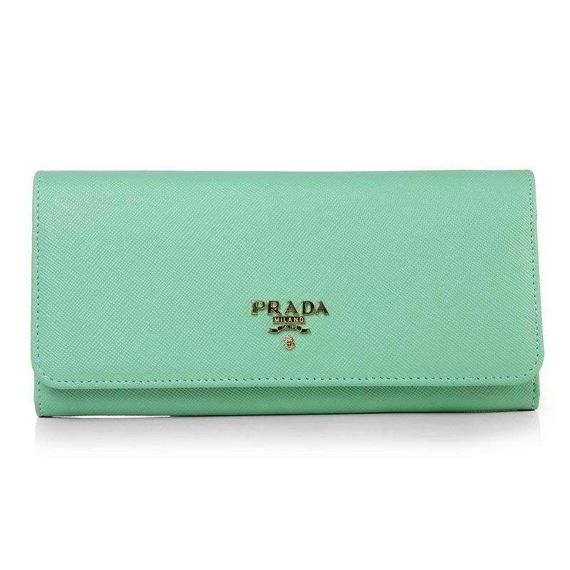 Knockoff Prada Real Leather Wallet 1137 light green - Click Image to Close